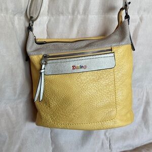 Darling Yellow & Silver Leather shoulder Bag- Canadian designer
